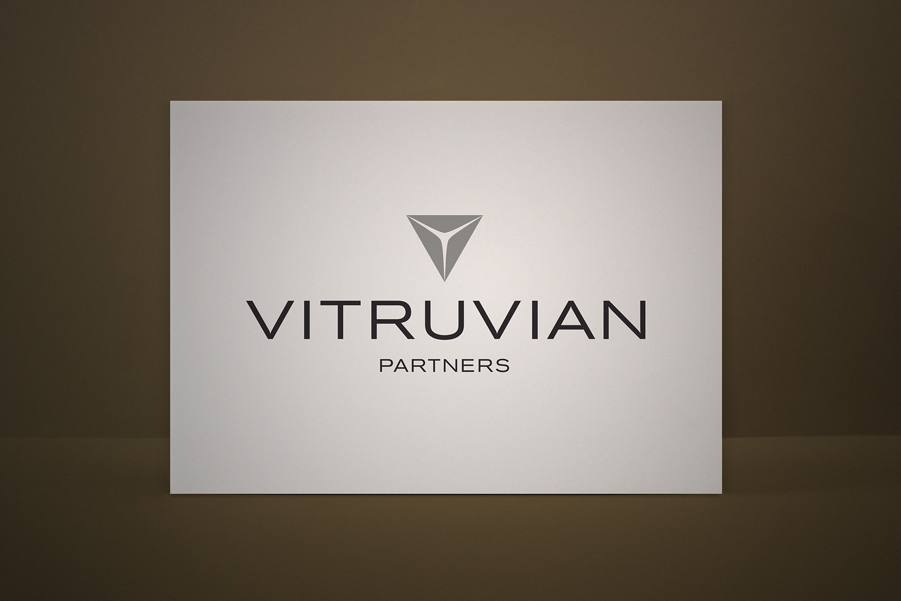 The final Vitruvian logo and icon conveys a formal yet intriguing brand spirit.