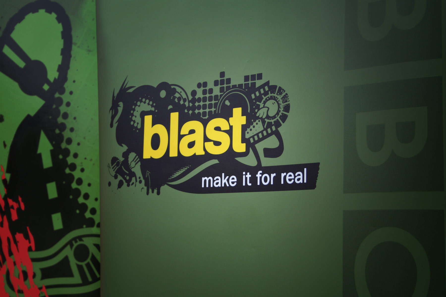 The primary brand application contained a strong Blast wordmark rendered in a suite of hifi colours.