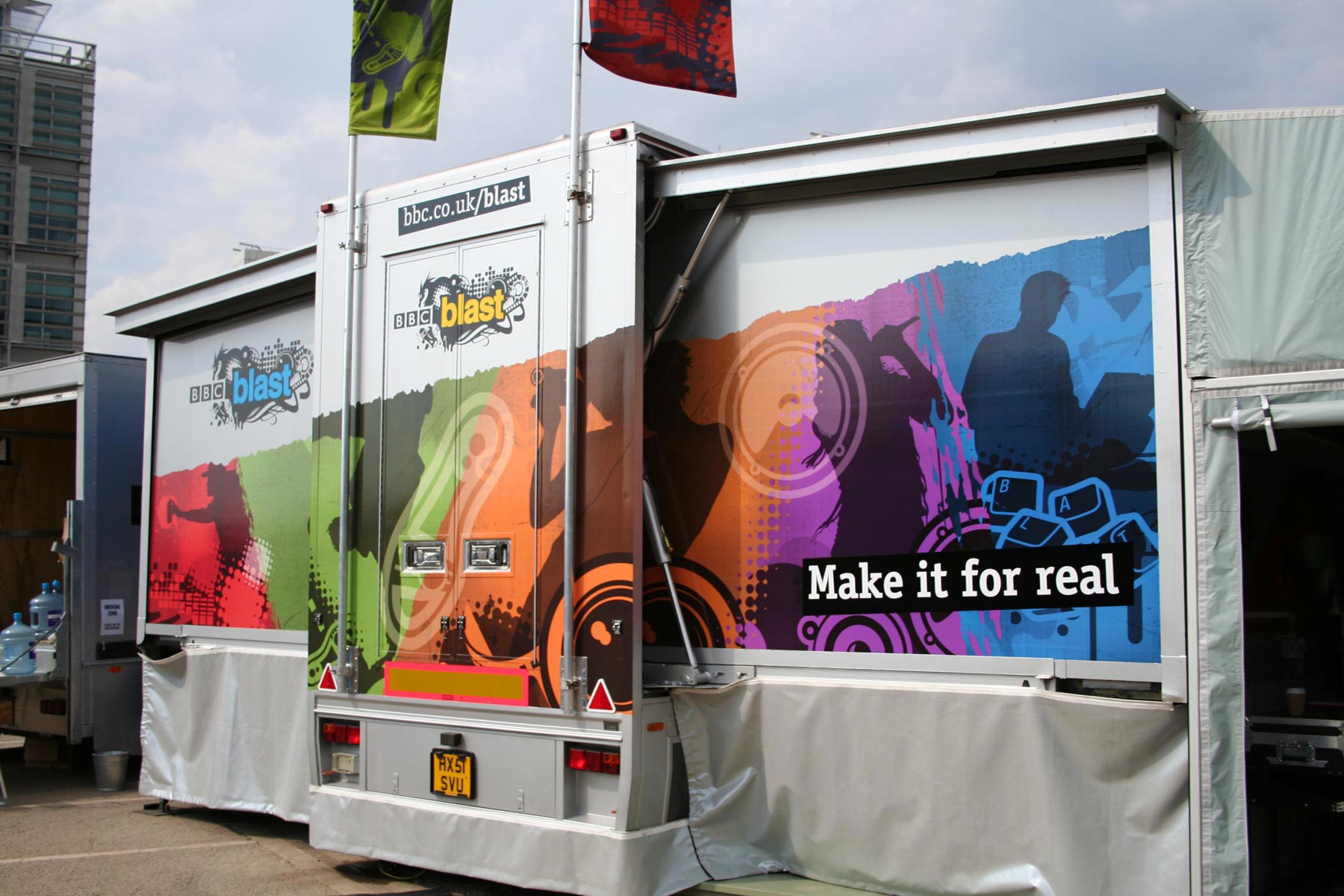 A powerful application for the brand was a set of articulated trucks which toured the UK for a period of eight months, designed to bring creativity to the far reaches of the community.
