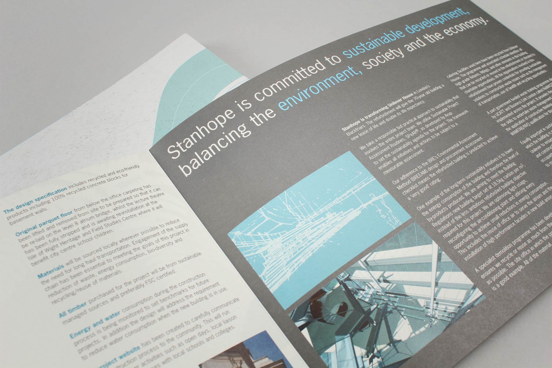 The communication featured information and diagrams conveying the Stanhope vision of building a future-fit, sustainable HQ for Unilever.