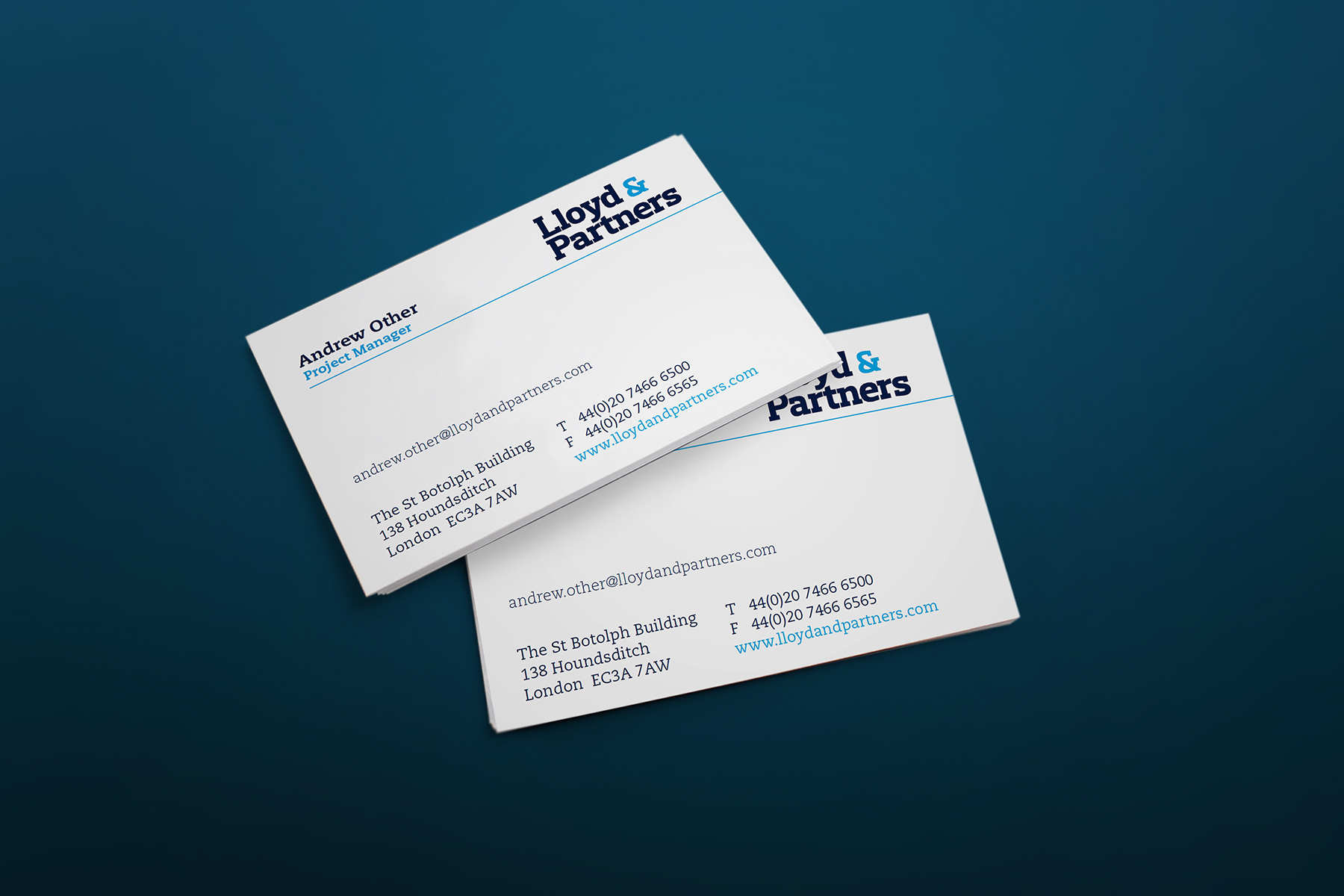 The business card is clear and concise, letting the other printed communications do the speaking.