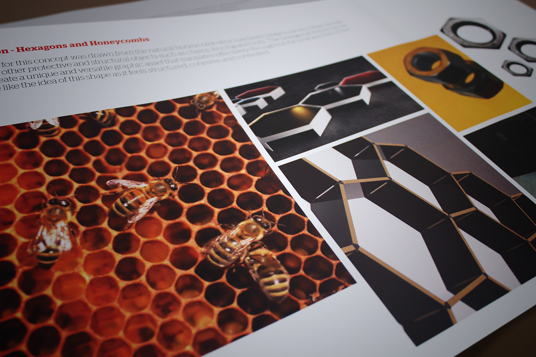 Our inspiration was drawn from the natural honeycomb structure bees create to protect their larvae.