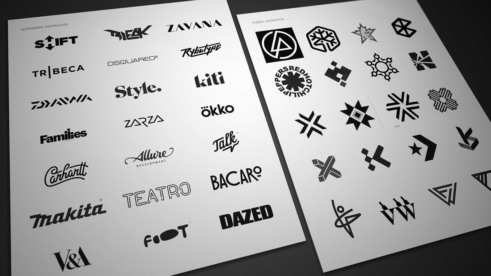 We researched simple flat brands for inspiration.
