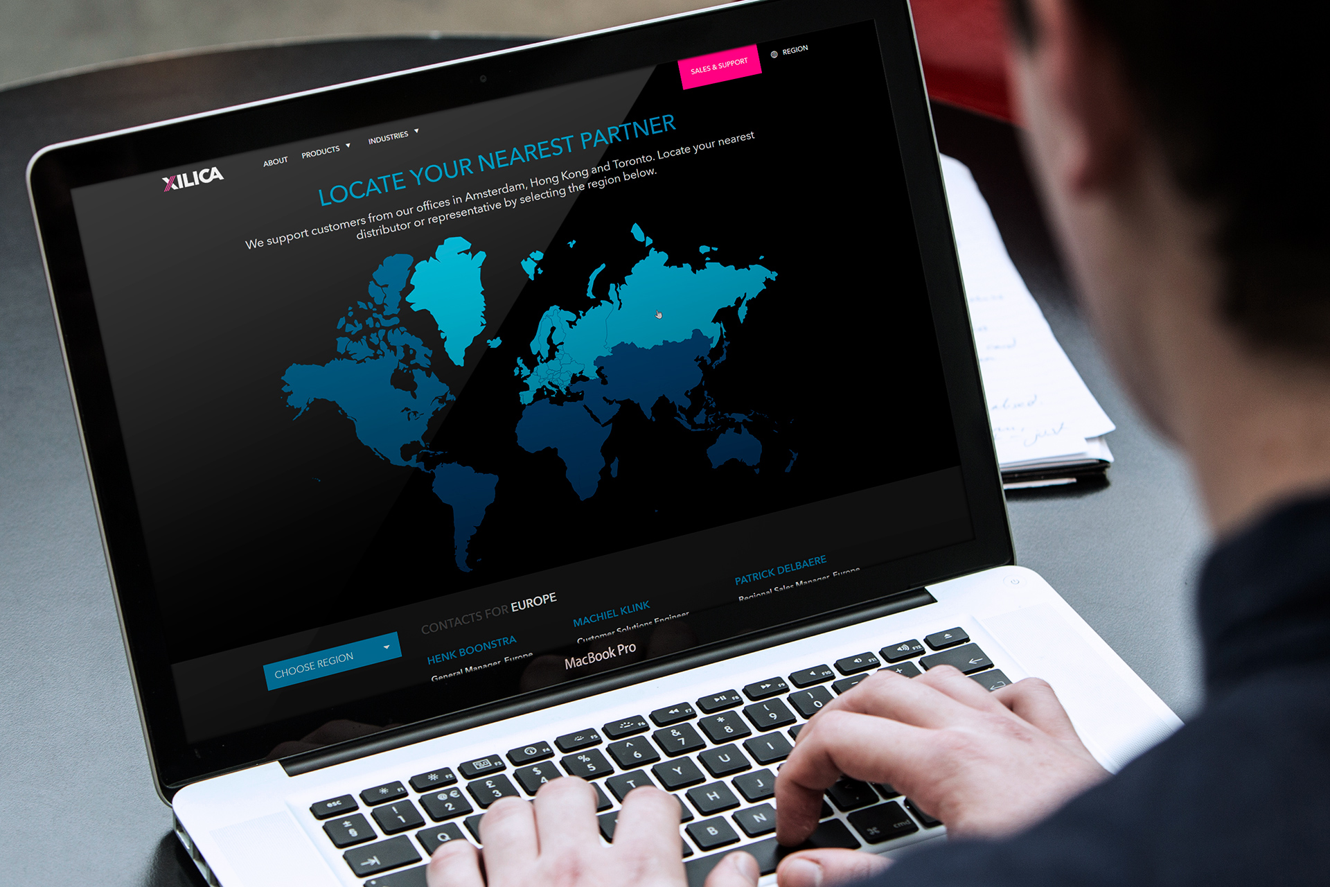The website operates as a sales vehicle across six global regions.