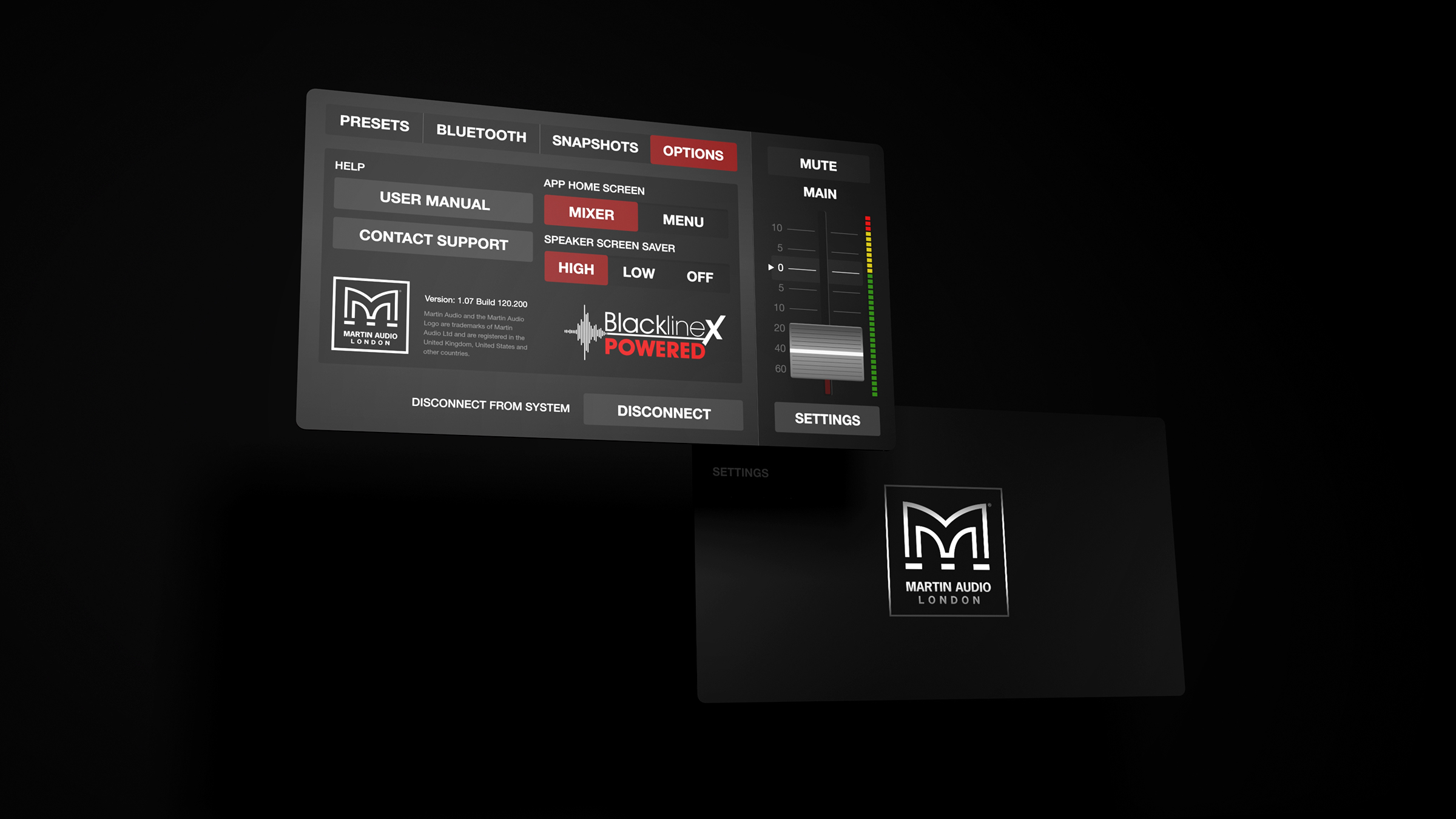 The overall design UI takes the existing premium Martin Audio branding and elevates it into digital experience design.