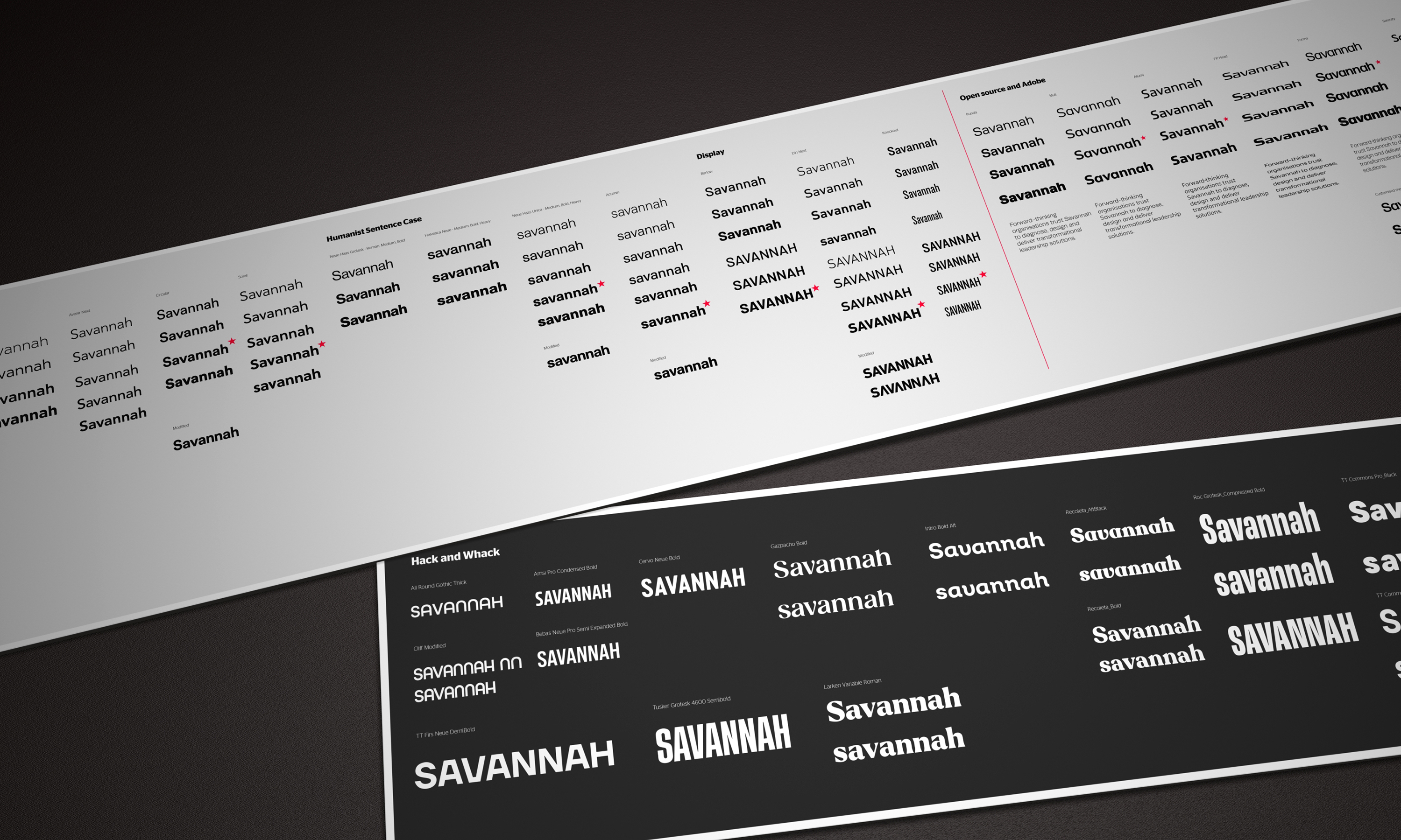 Opening up all the options for type and discerning the correct kind of feel for the identity we wanted to portray.