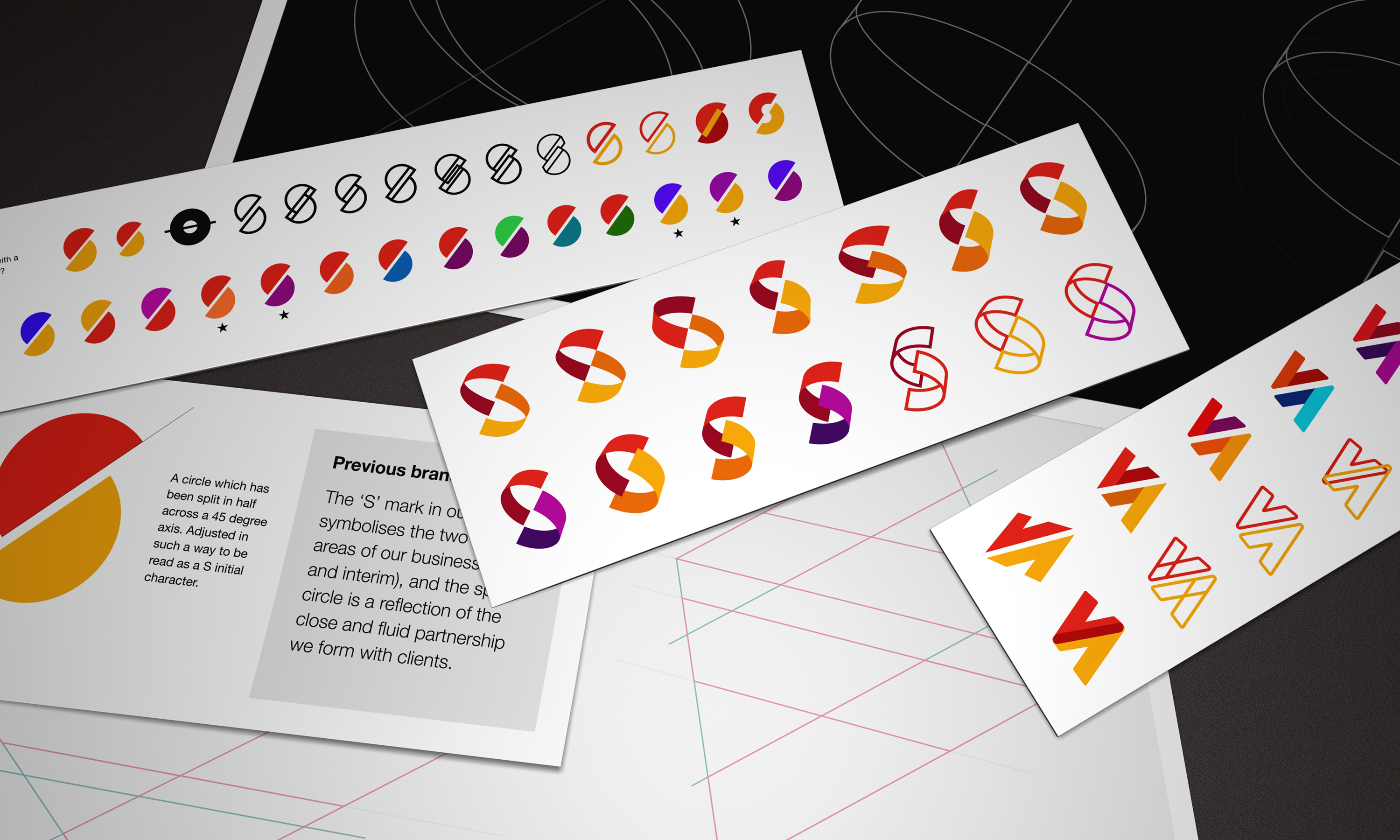 Taking an existing flat brand symbol and using doodles to scheme up a way of making the primitive forms based in three dimensions so that we could add some colour depth and form.